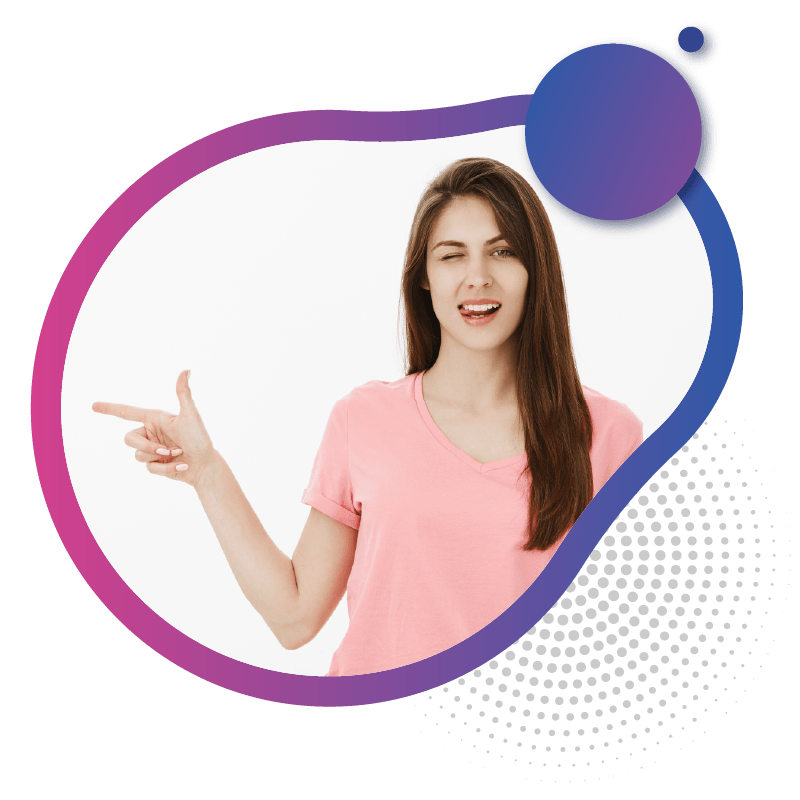 Woman pointing at mobile data deals and prepaid SIM offers.